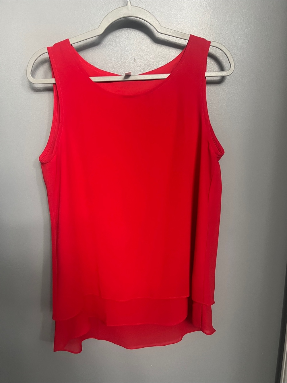 Red Sleeveless Layered Chiffon Top - Brand:
